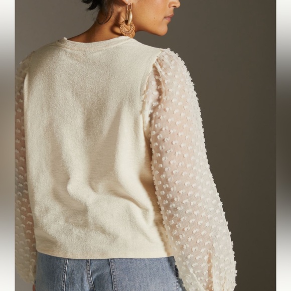 Maeve by Anthropologie Ivory Textured Sleeve Top - Picture 6 of 11